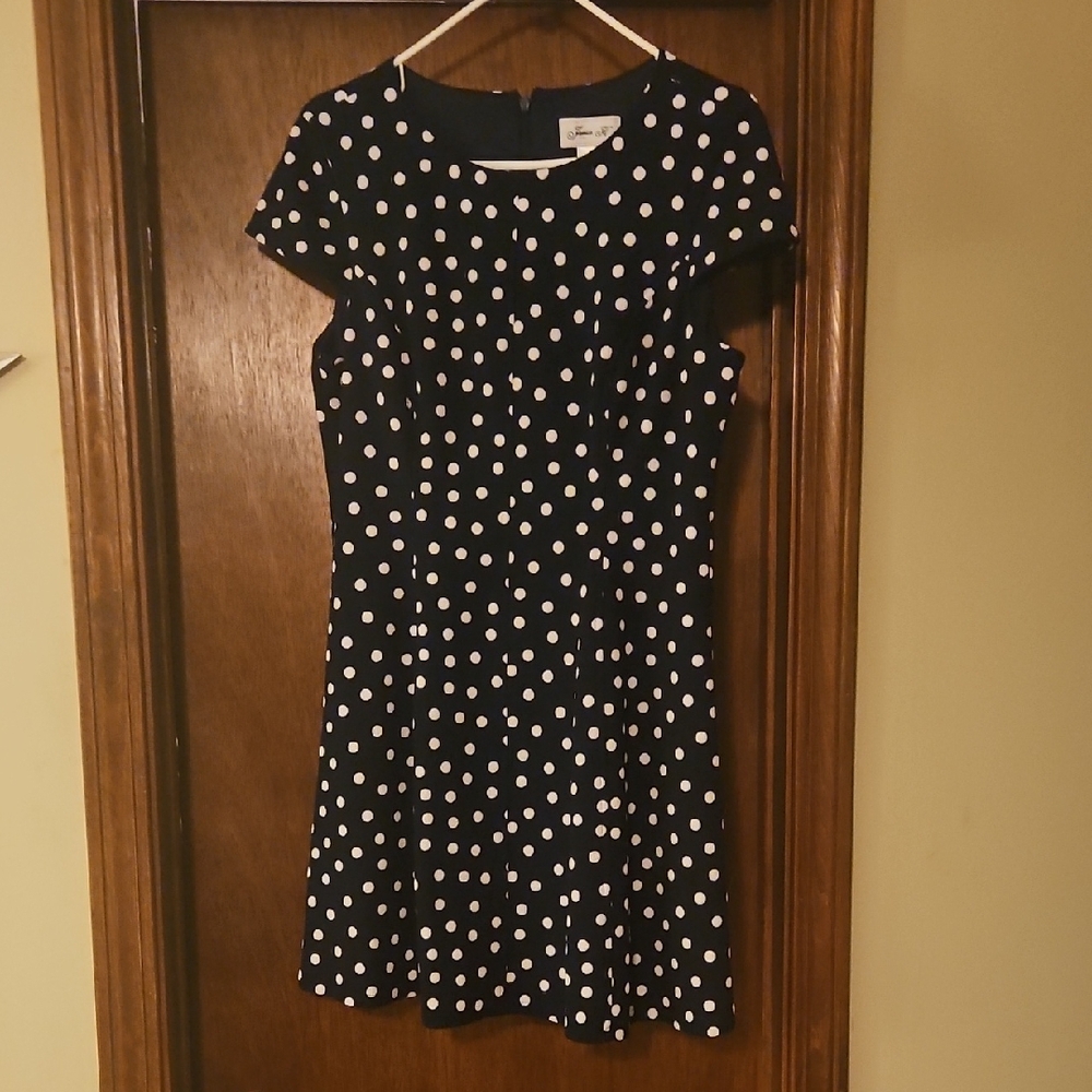 Jessica H Dress  Navy Polka Dot Cap Sleeve